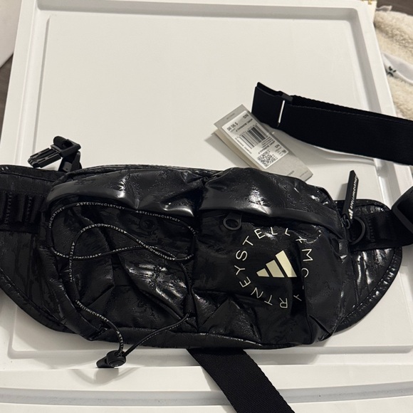 NWT ADIDAS by Stella McCartney BUMBAG SHINE crossbody bag black croc pattern OS - Picture 10 of 14